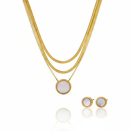 3 Layered Snake Round Necklace Set