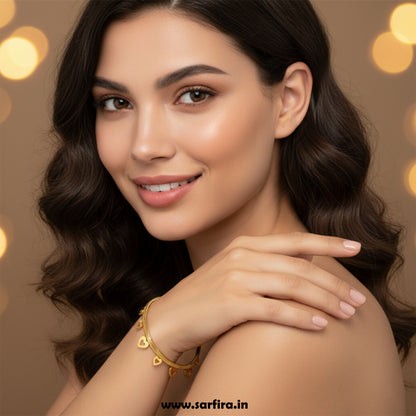 Open Heart Charm Snake Chain Bracelet