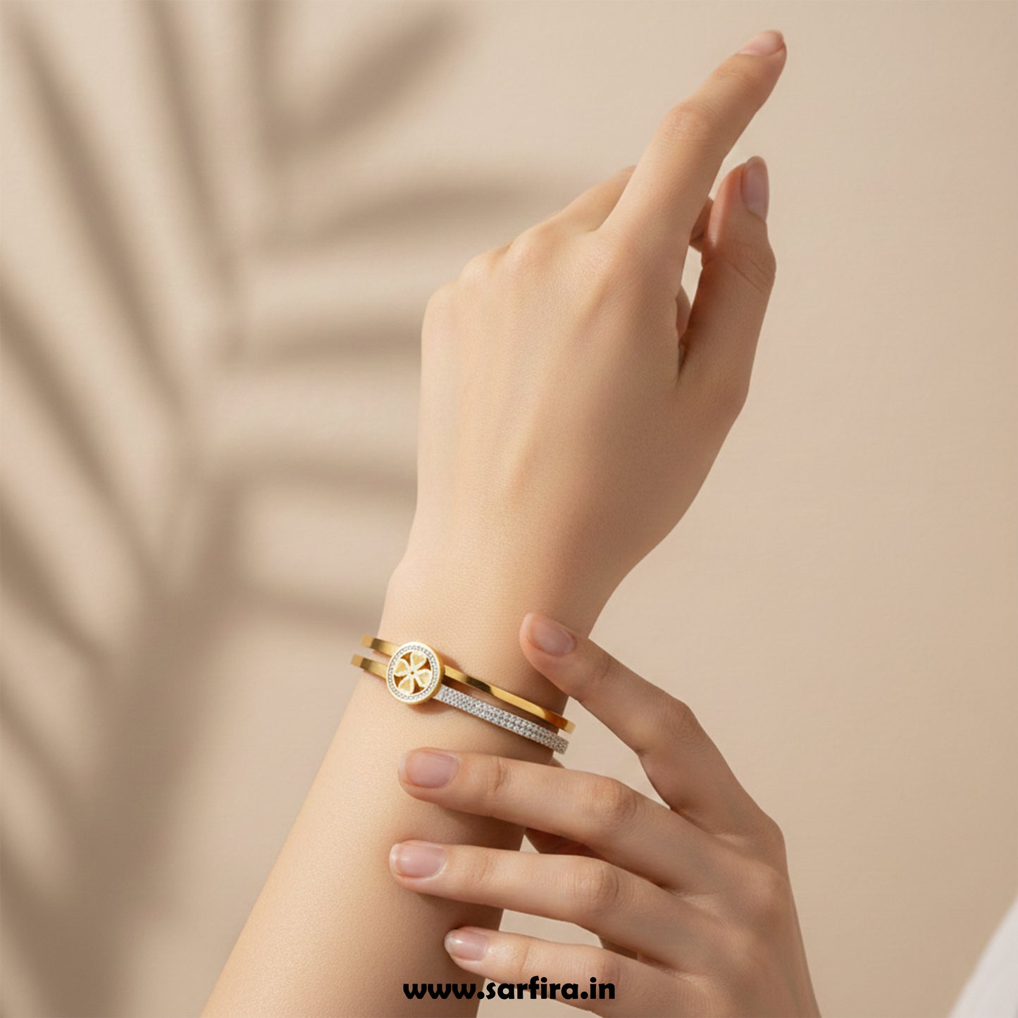 Dual Band Flower Kada Bracelet