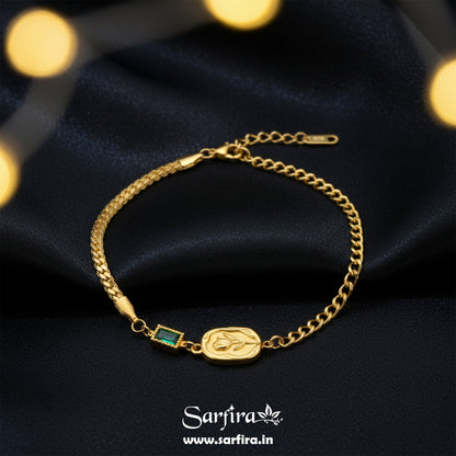 Green Stone Gold Flower Bracelet