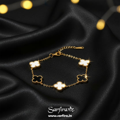 Black & White Flower Station Bracelet