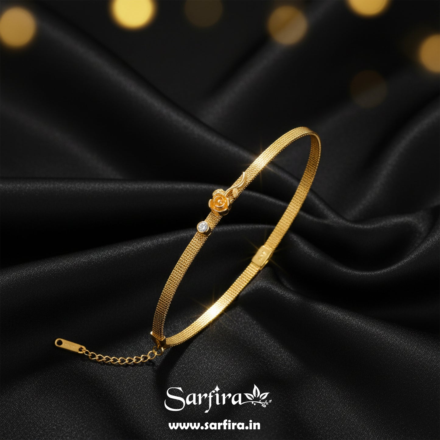 Rose Charm Mesh Bracelet