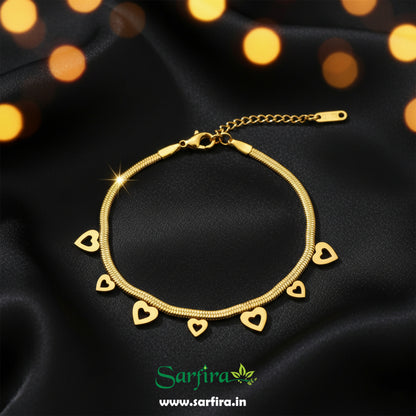 Open Heart Charm Snake Chain Bracelet