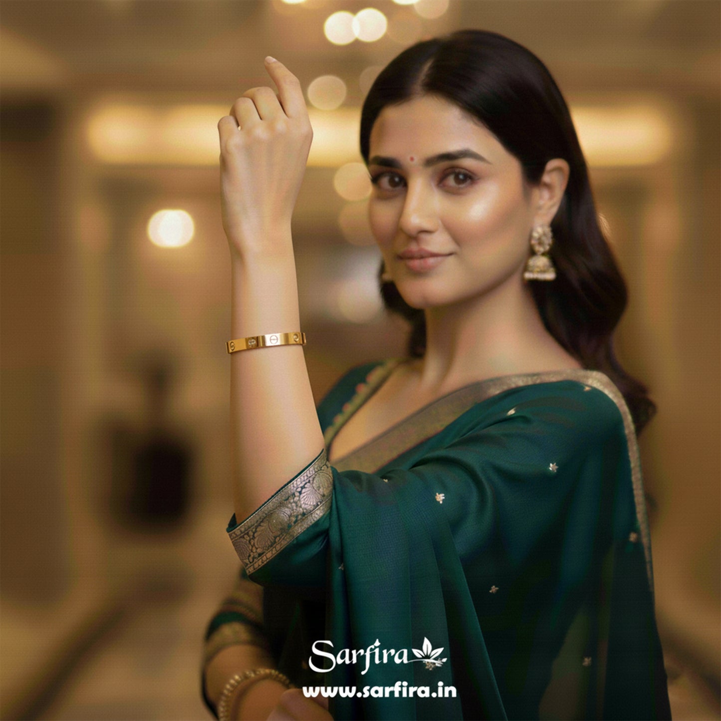 Screw Detail Stone Kada Bracelet