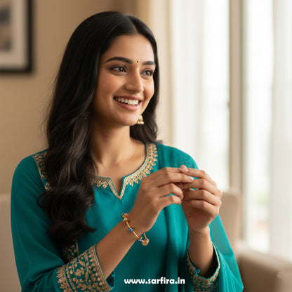 Evil Eye Beaded Cable Kada Bracelet