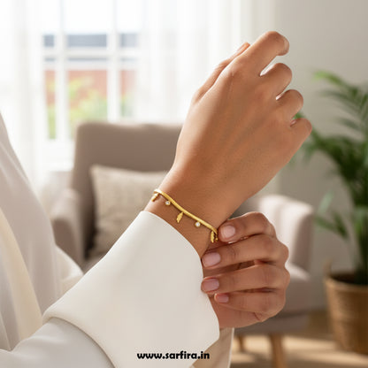 Leaf & CZ Snake Chain Bracelet