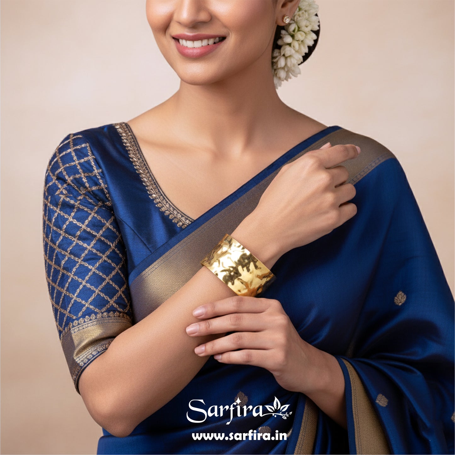 Wide Hammered Cuff Bracelet