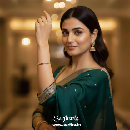 Multi-Color Stone Open Kada Bracelet