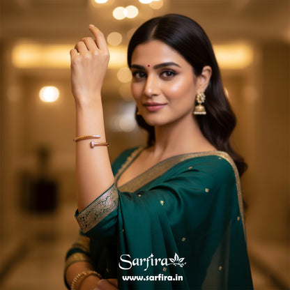 Rose Gold CZ Studded Nail Kada Bracelet