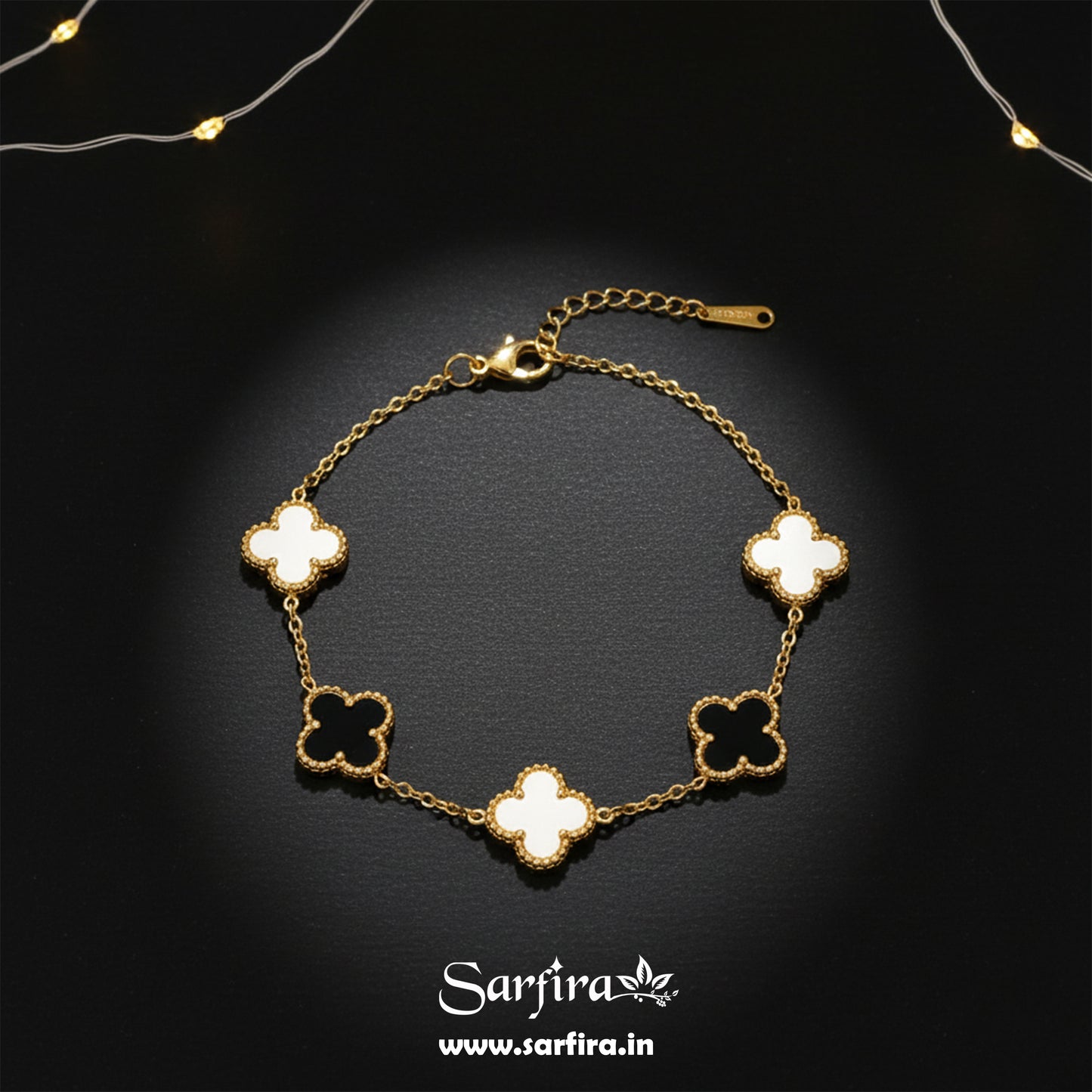 Black & White Flower Station Bracelet