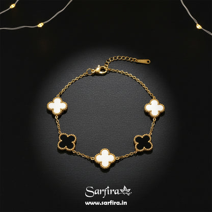 Black & White Flower Station Bracelet