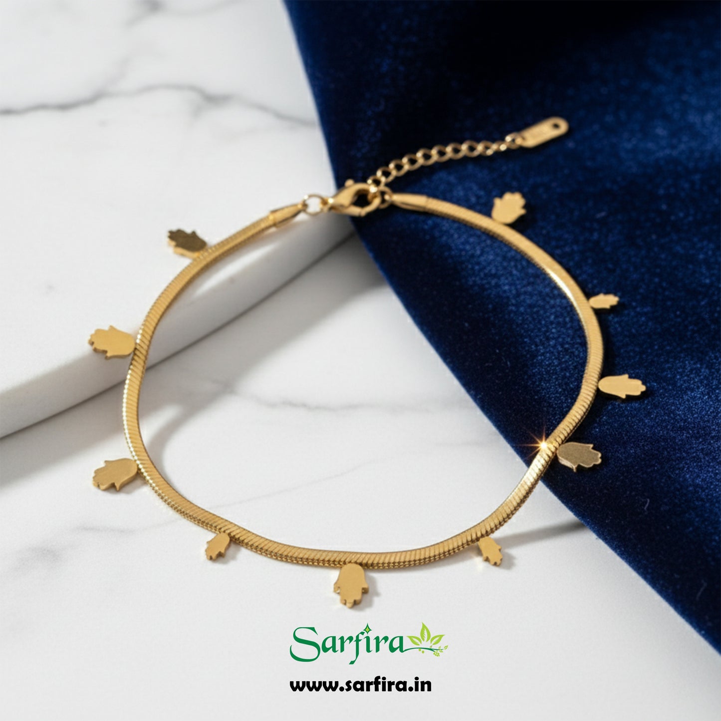 Hamsa Charm Snake Chain Bracelet