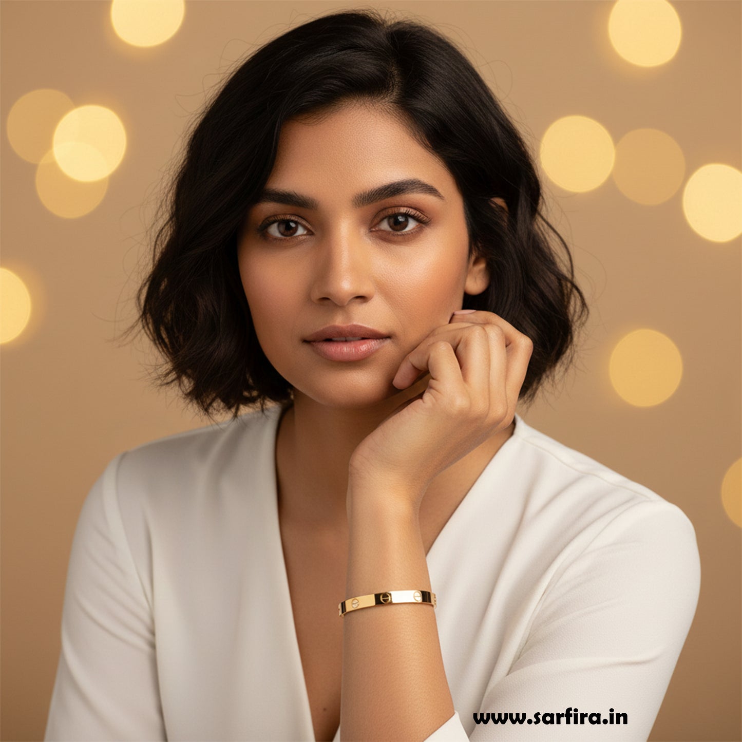 Screw Detail Stone Kada Bracelet