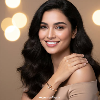 Gold CZ Studded Nail Kada Bracelet