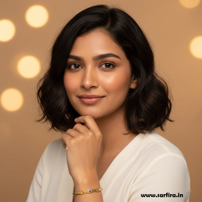 Multi-Color Stone Open Kada Bracelet