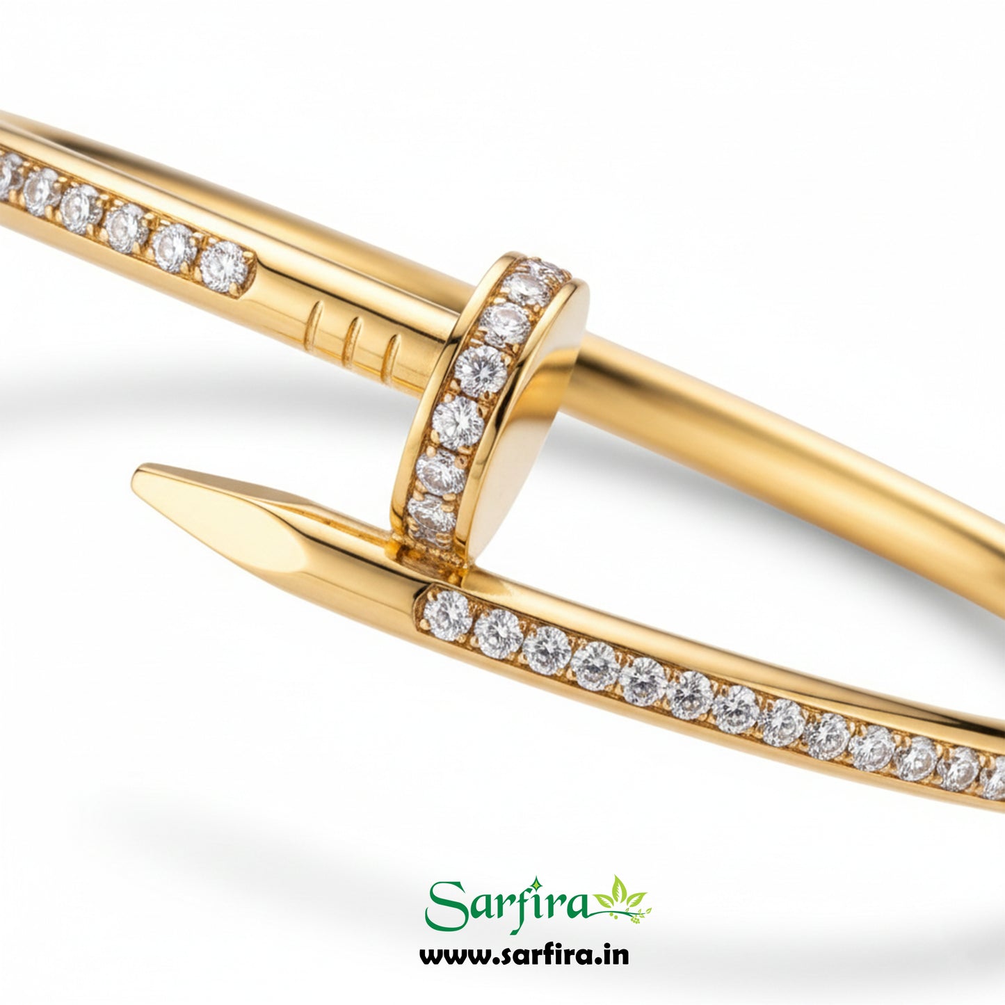 Gold CZ Studded Nail Kada Bracelet