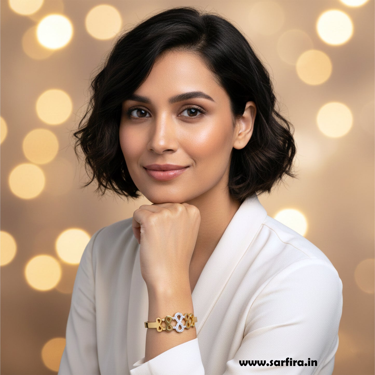 Gold Infinity Motif Kada Bracelet