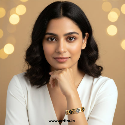 Black Flower Kada Bracelet