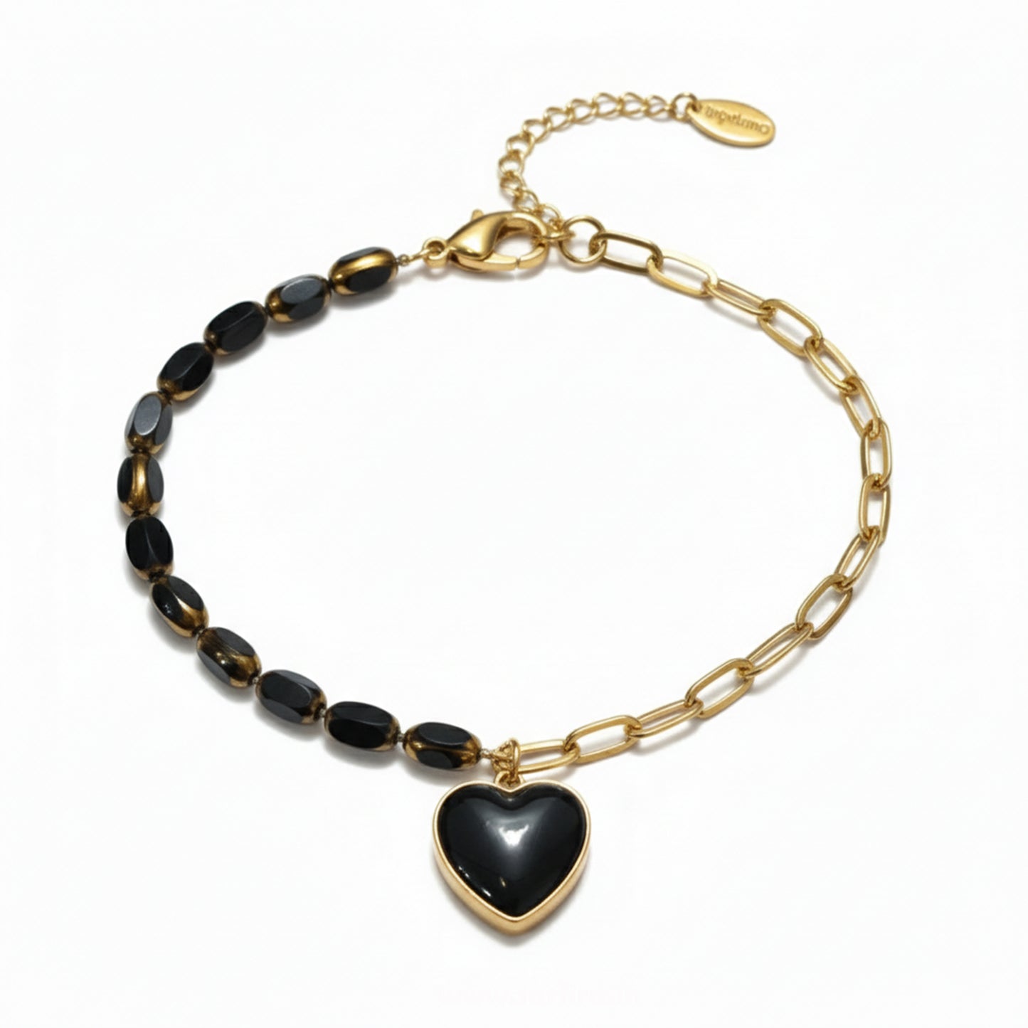 Two Side Black & Gold Heart Bracelet