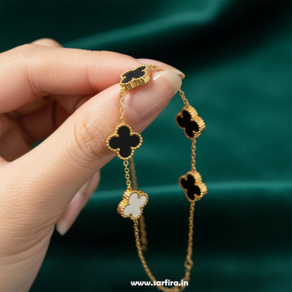 Black & White Flower Station Bracelet