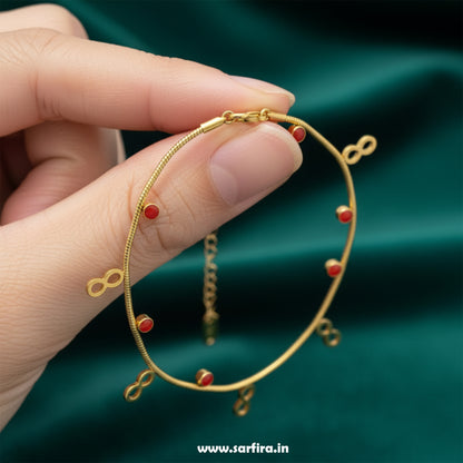 Infinity & Red Bead Snake Chain Bracelet
