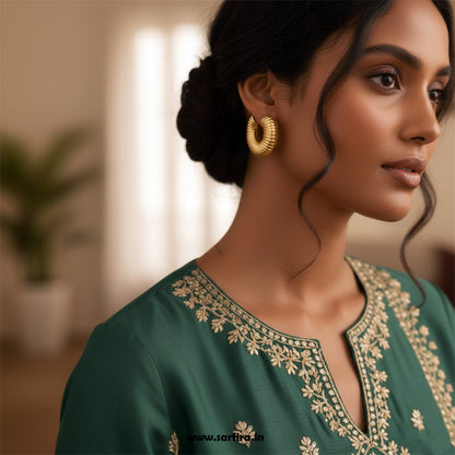 Gold Textured Dome Hoop Earrings