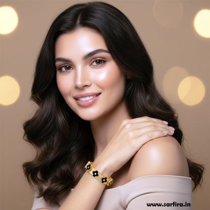 Black Flower Kada Bracelet