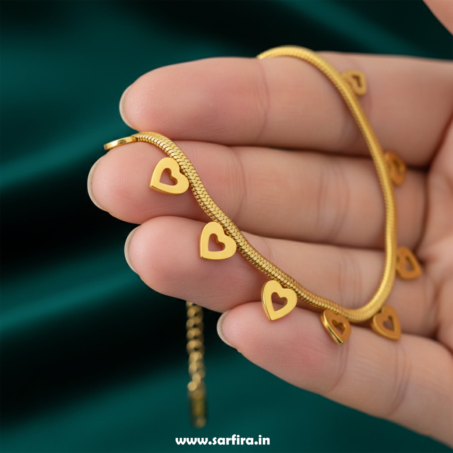 Open Heart Charm Snake Chain Bracelet