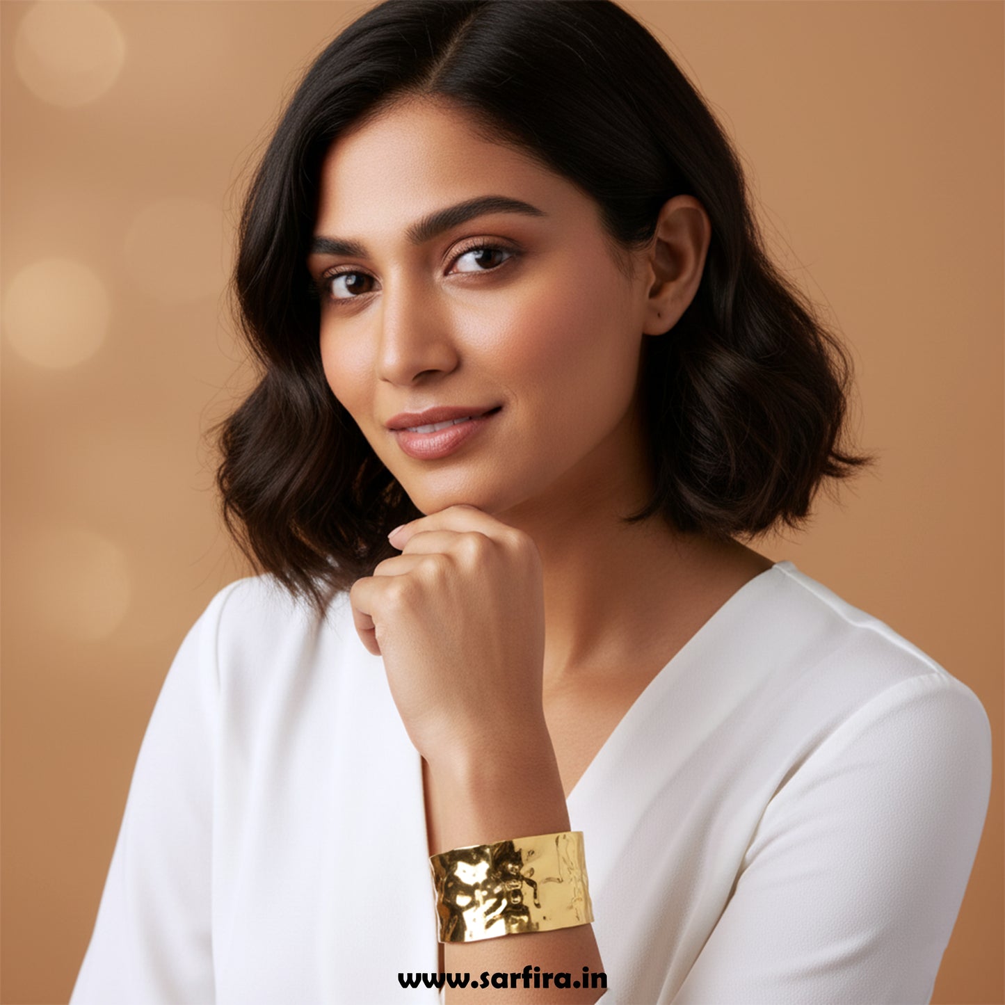 Wide Hammered Cuff Bracelet