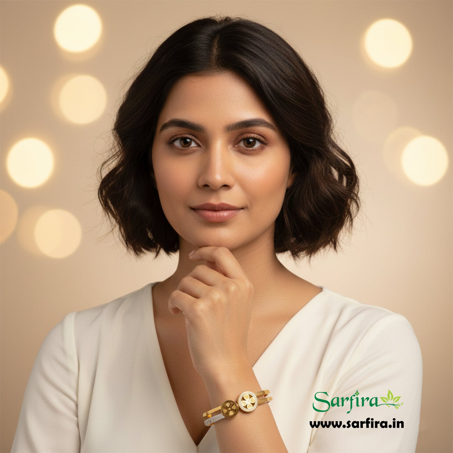 Dual Band Flower Kada Bracelet