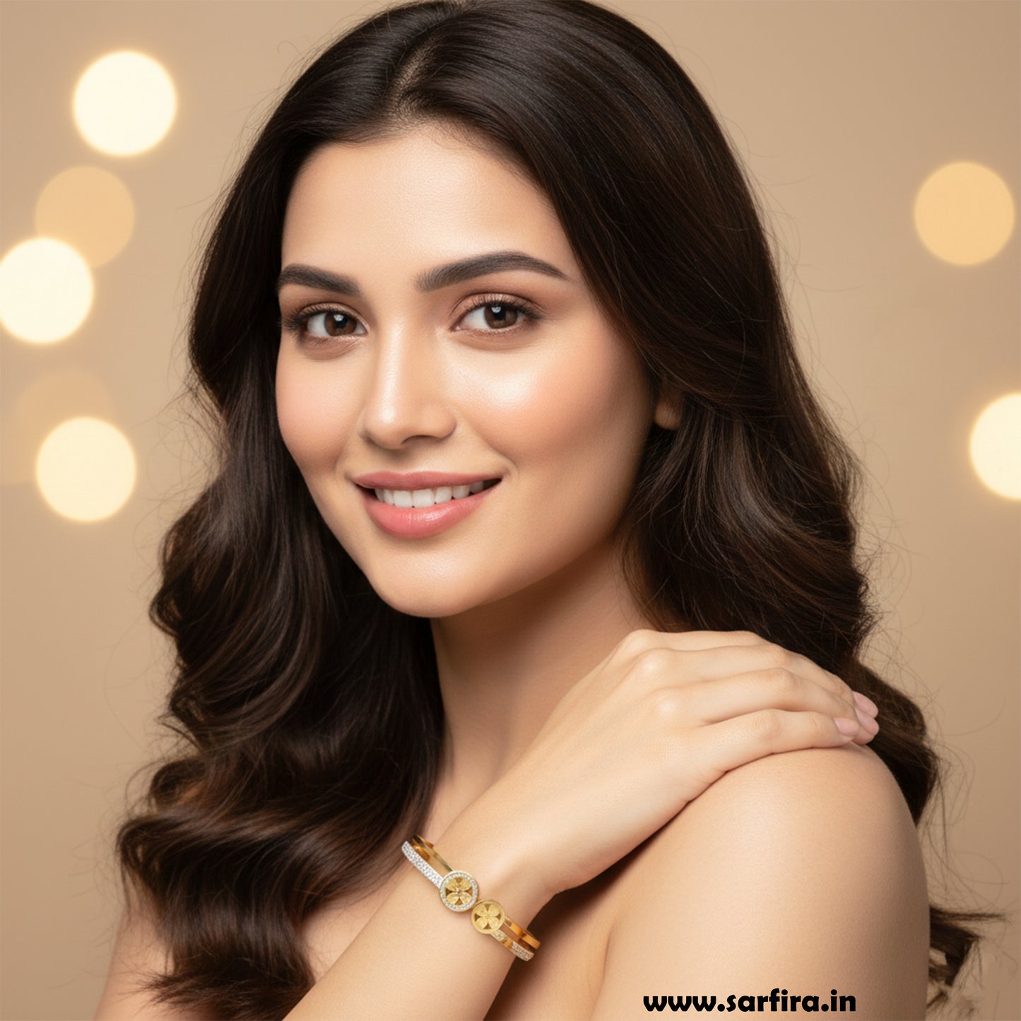 Dual Band Flower Kada Bracelet