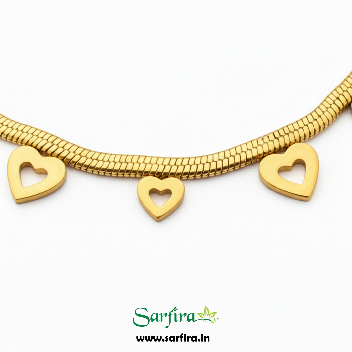 Open Heart Charm Snake Chain Bracelet