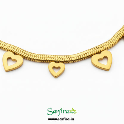 Open Heart Charm Snake Chain Bracelet
