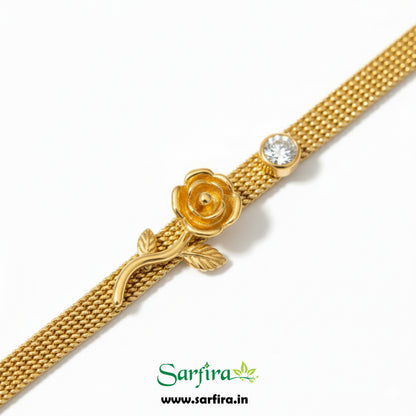 Rose Charm Mesh Bracelet