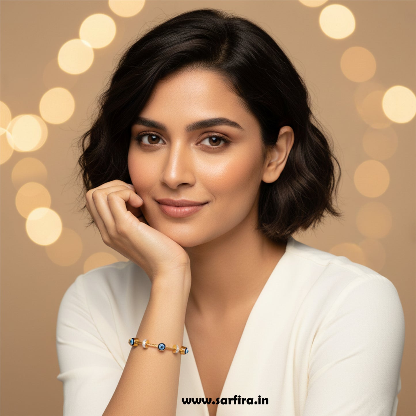 Evil Eye Beaded Cable Kada Bracelet