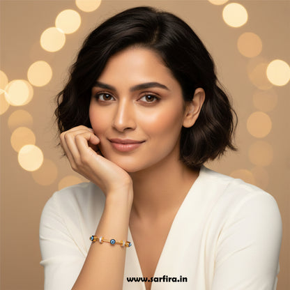 Evil Eye Beaded Cable Kada Bracelet