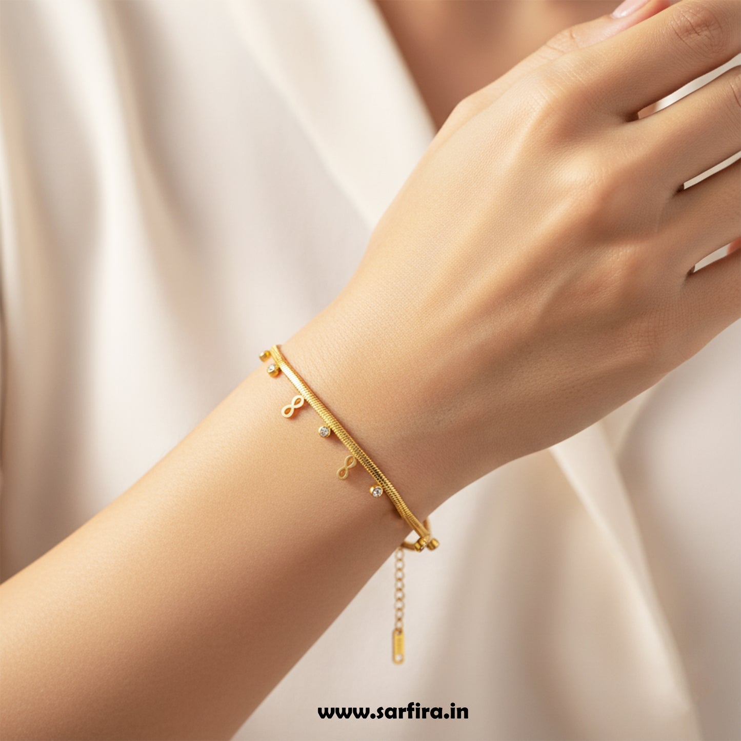 Infinity & CZ Snake Chain Bracelet