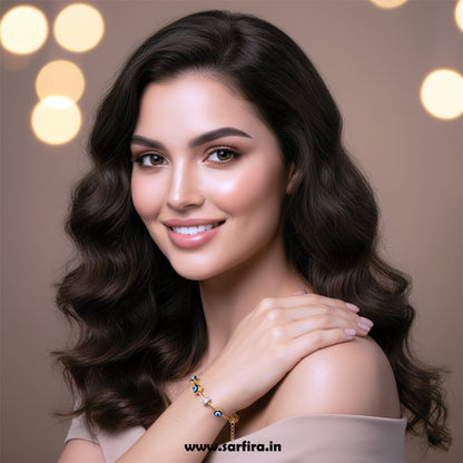 Evil Eye Beaded Cable Kada Bracelet