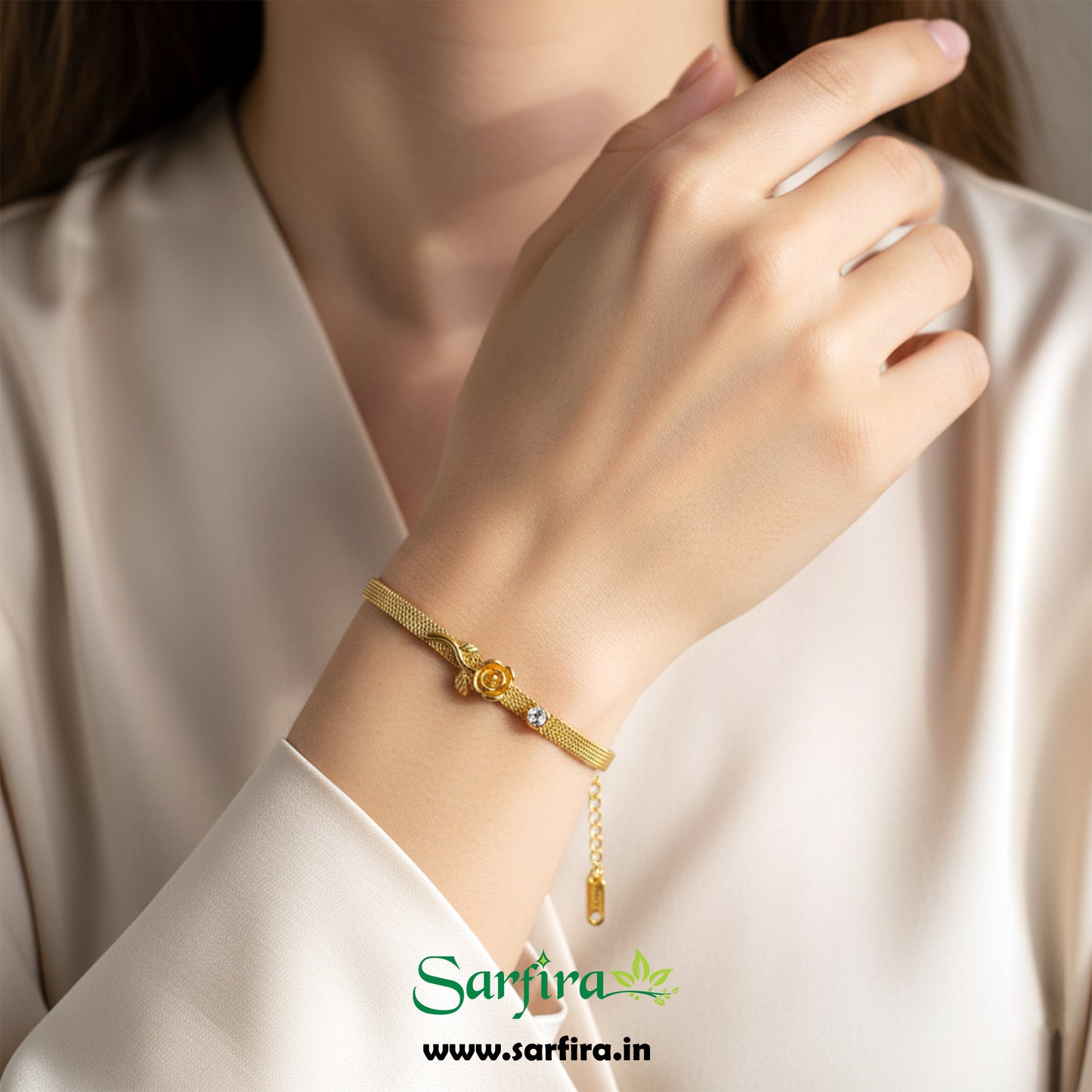 Rose Charm Mesh Bracelet