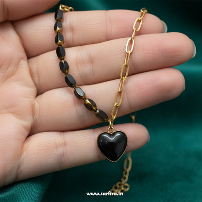 Two Side Black & Gold Heart Bracelet