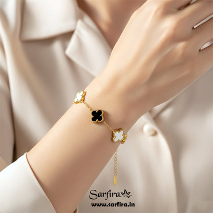 Black & White Flower Station Bracelet