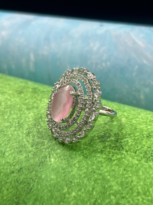 Light Pink Oval Stone Finger Ring