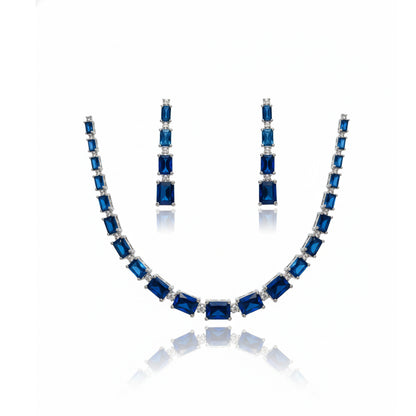 Blue Stone Rectangle Choker Set
