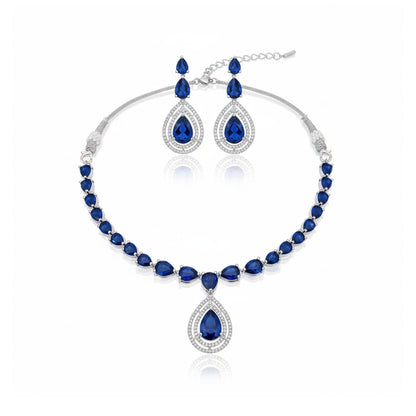 Simple Blue Stone Party & Bridal Necklace
