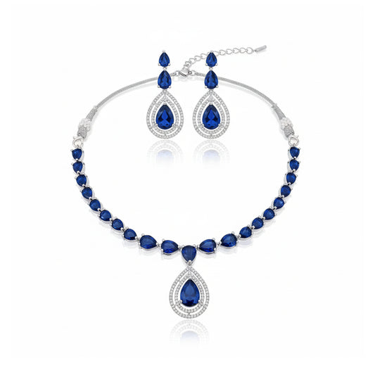 Simple Blue Stone Party & Bridal Necklace