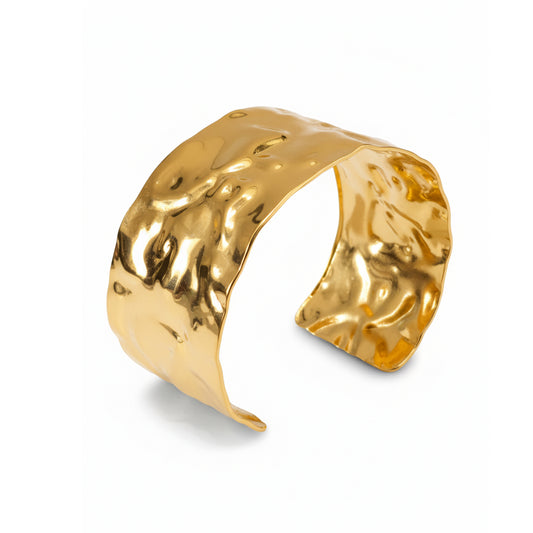 Wide Hammered Cuff Bracelet