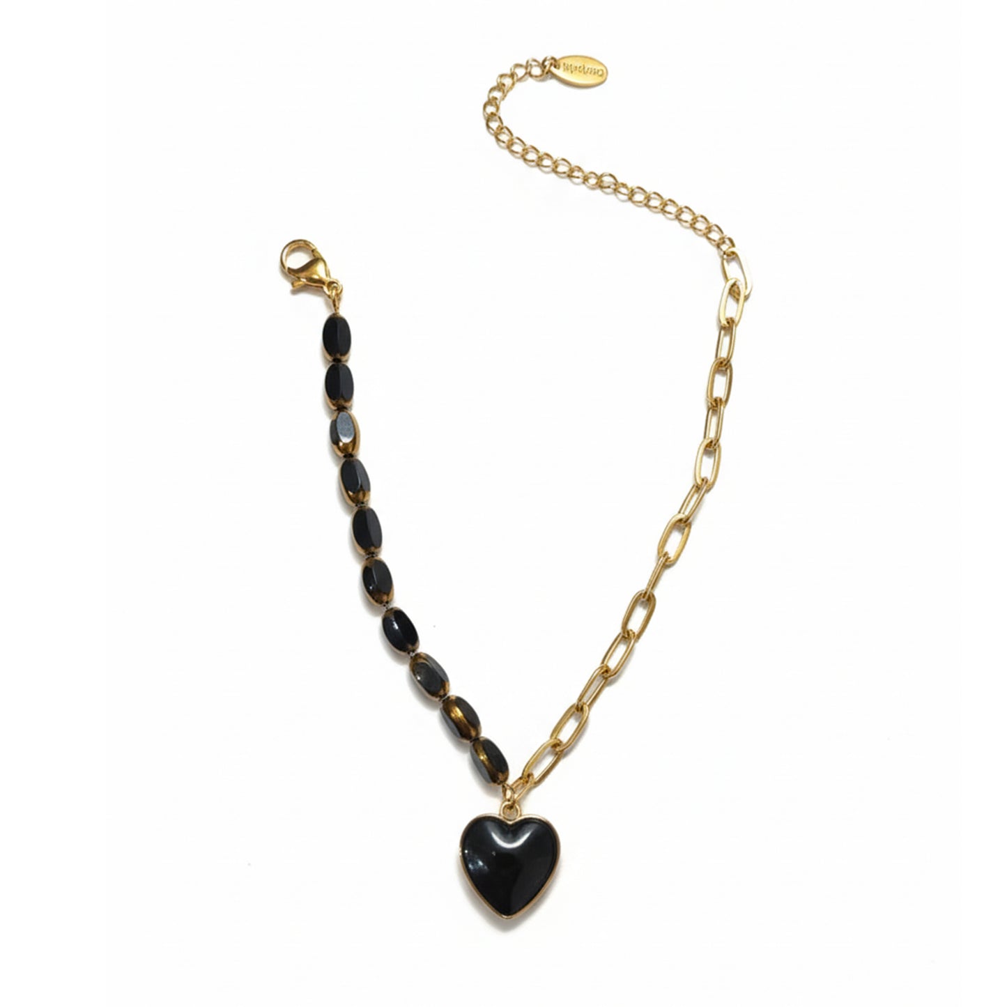 Two Side Black & Gold Heart Bracelet
