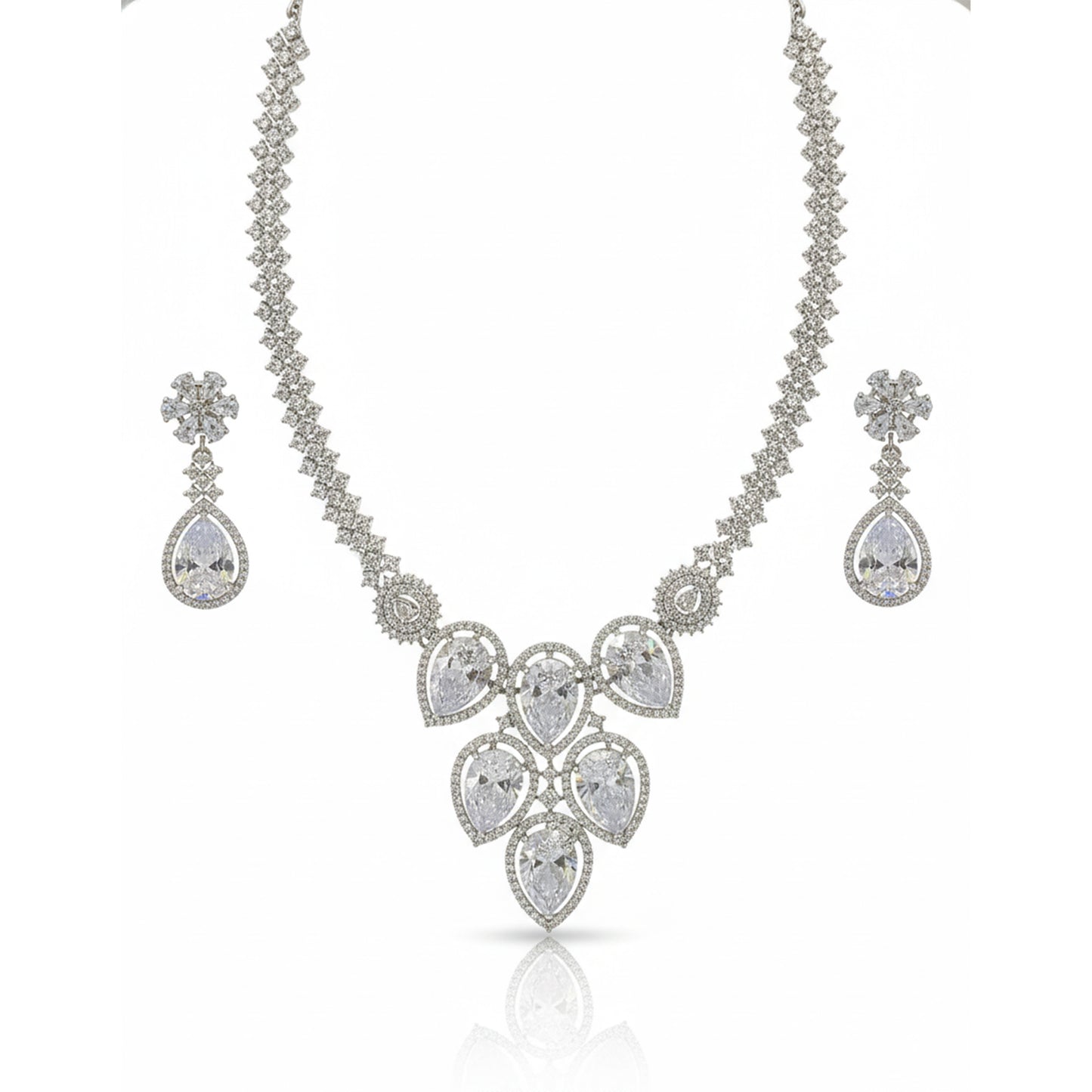 White Crystal Bridal Necklace Set for Women – Wedding & Party Jewelry