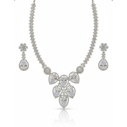White Crystal Bridal Necklace Set for Women – Wedding & Party Jewelry