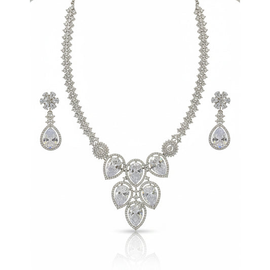 White Crystal Bridal Necklace Set for Women – Wedding & Party Jewelry